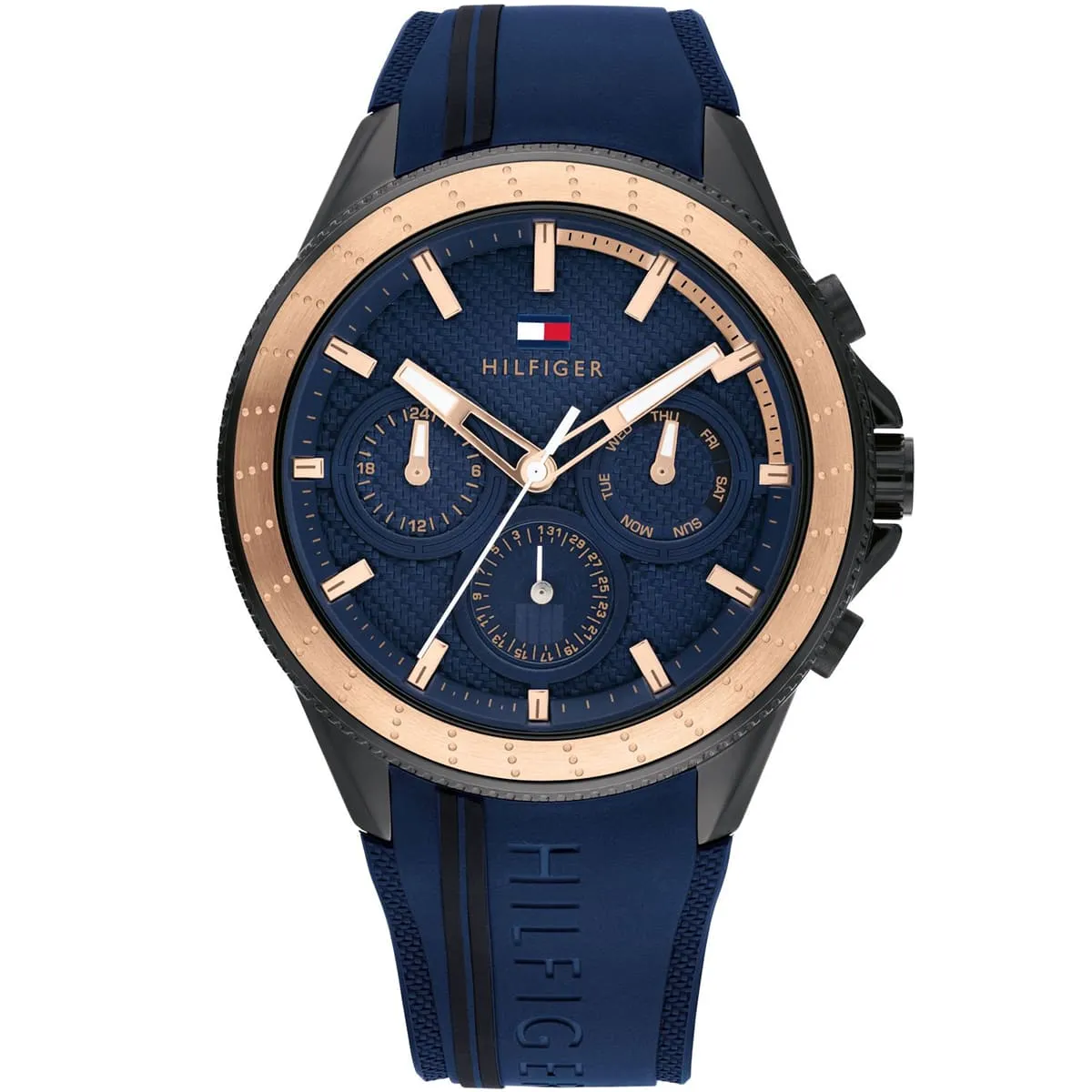 1791860-tommy-hilfiger-watch-men-blue-dial-rubber-strap-quartz-battery-analog-aiden.webp ساعة تومى هيلفيغر للرجال 1791860 - الصورة 1