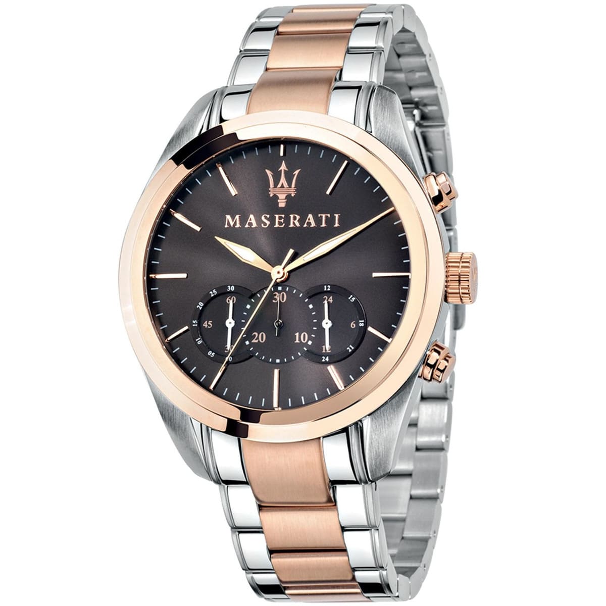 R8873612003-maserati-watch-quartz-chronograph-mens-brown-dial-silver-rose-gold-stainless-steel-metal-traguardo.jpg ساعة مازيراتي للرجال R8873612003 - الصورة 1