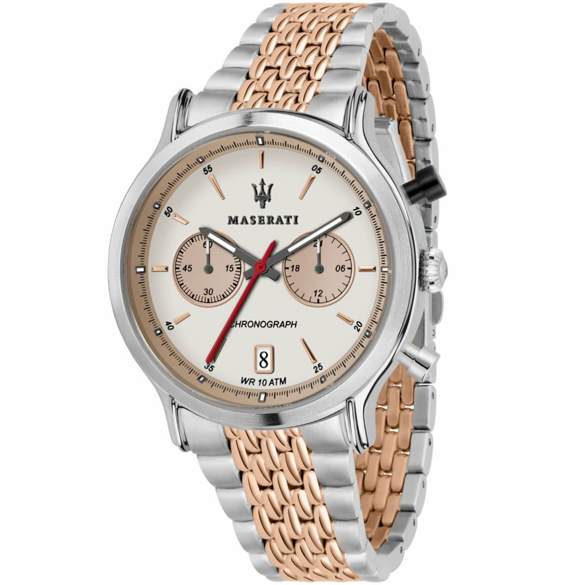 r8873638002-maserati-watch-men-white-dial-metal-stainless-steel-silver-rose-gold-two-tone-strap-quartz-battery-analog-chronograph-wr-10-atm-legend.jpg ساعة مازيراتي للرجال R8873638002 - الصورة 1
